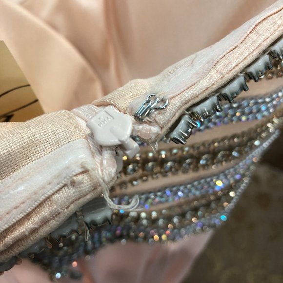 Alyce Blush and Gold Prom or Bridesmaid Dresses, Strapless Aline Flowy chiffon - Picture 10 of 13